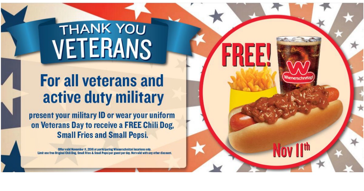 FREE Chili Dog, Small Fries & Small Pepsi for Veterans & Active Duty