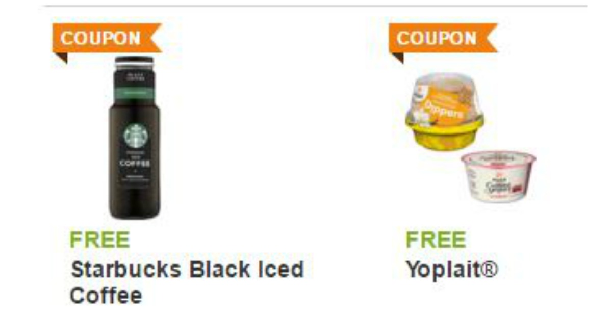 Free starbucks black iced coffee yoplait yogurt at shaws star