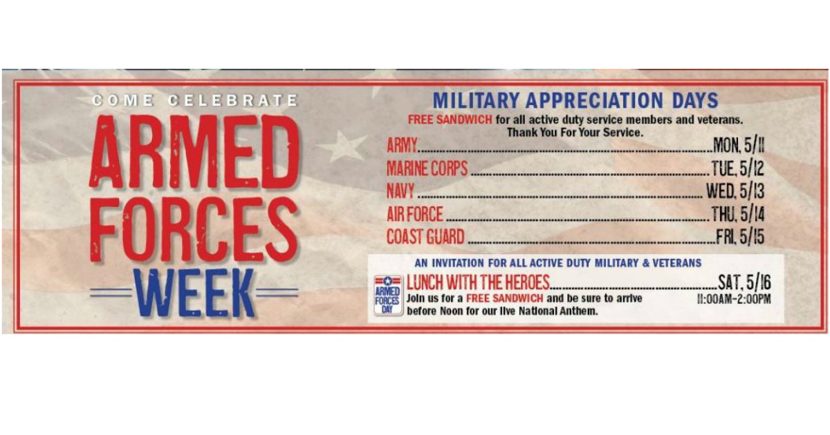 FREE Sandwiches For Veterans & Military Mission BBQ! MWFreebies