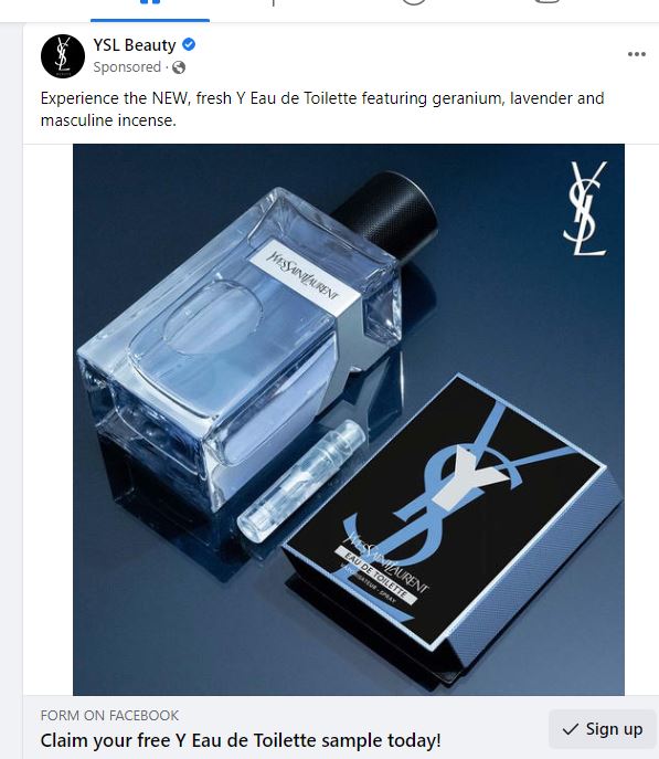 FREE Y Eau de Toilette Fragrance Sample! (select Facebook accounts ...