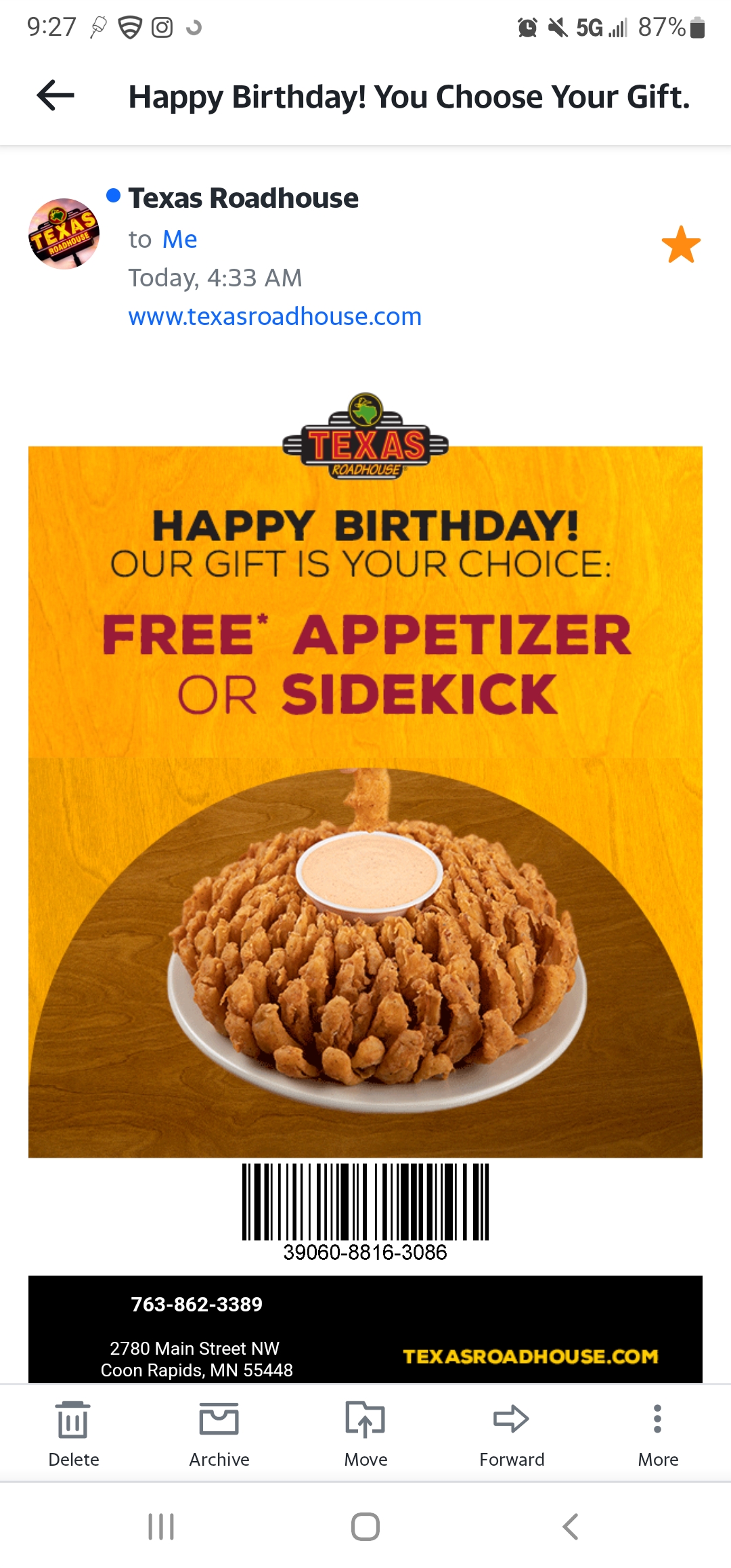 FREE Appetizer Or Sidekick Texas Roadhouse For Your Birthday