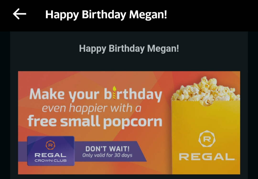 FREE Small Popcorn For Your Birthday From Regal Theatres! MWFreebies