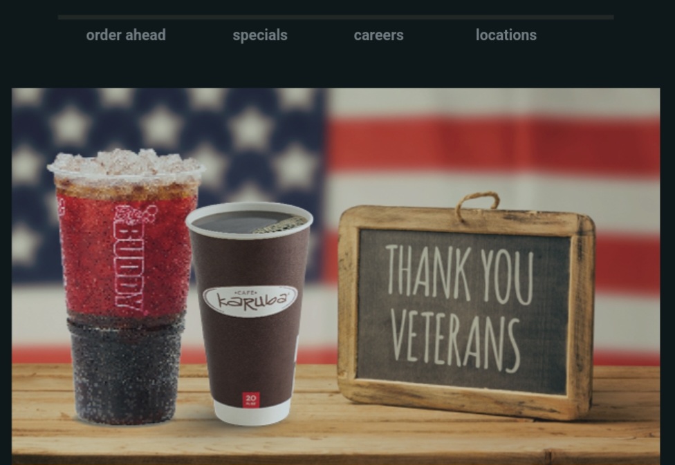 FREE 20 Oz Karuba Coffee Or Big Buddy Fountain Drink For Veterans