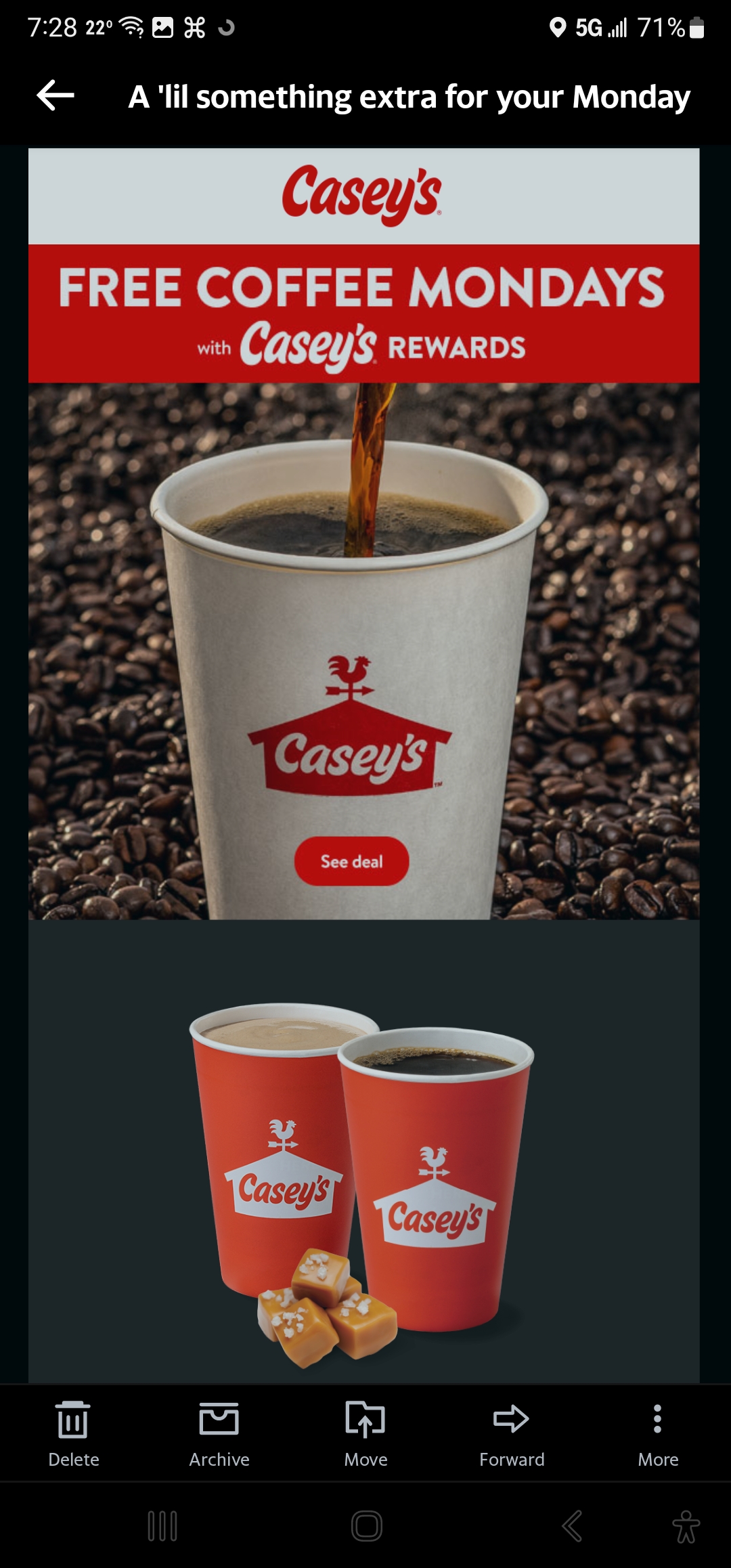 FREE Casey's Hot Coffee, Cappuccino Or Hot Chocolate (any size) Every ...
