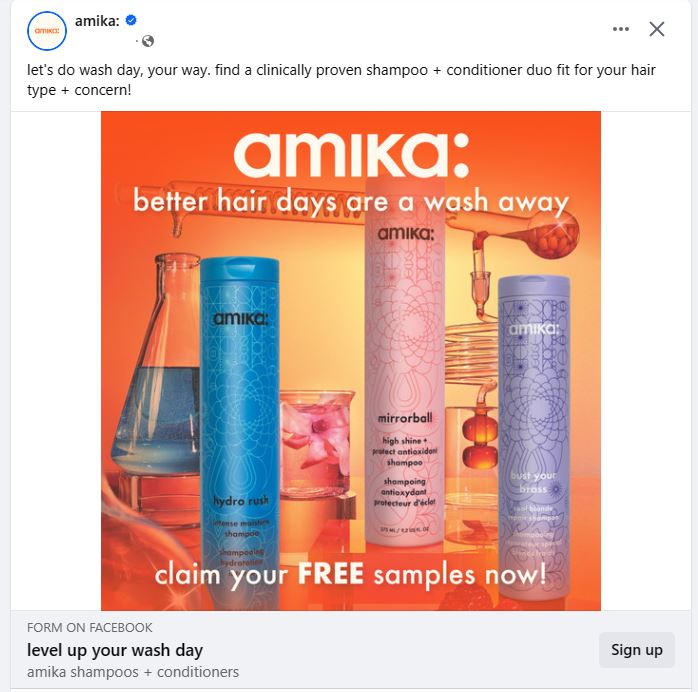 FREE Amika Shampoo Conditioner Duo Samples Select Facebook Accounts   Amikafb 