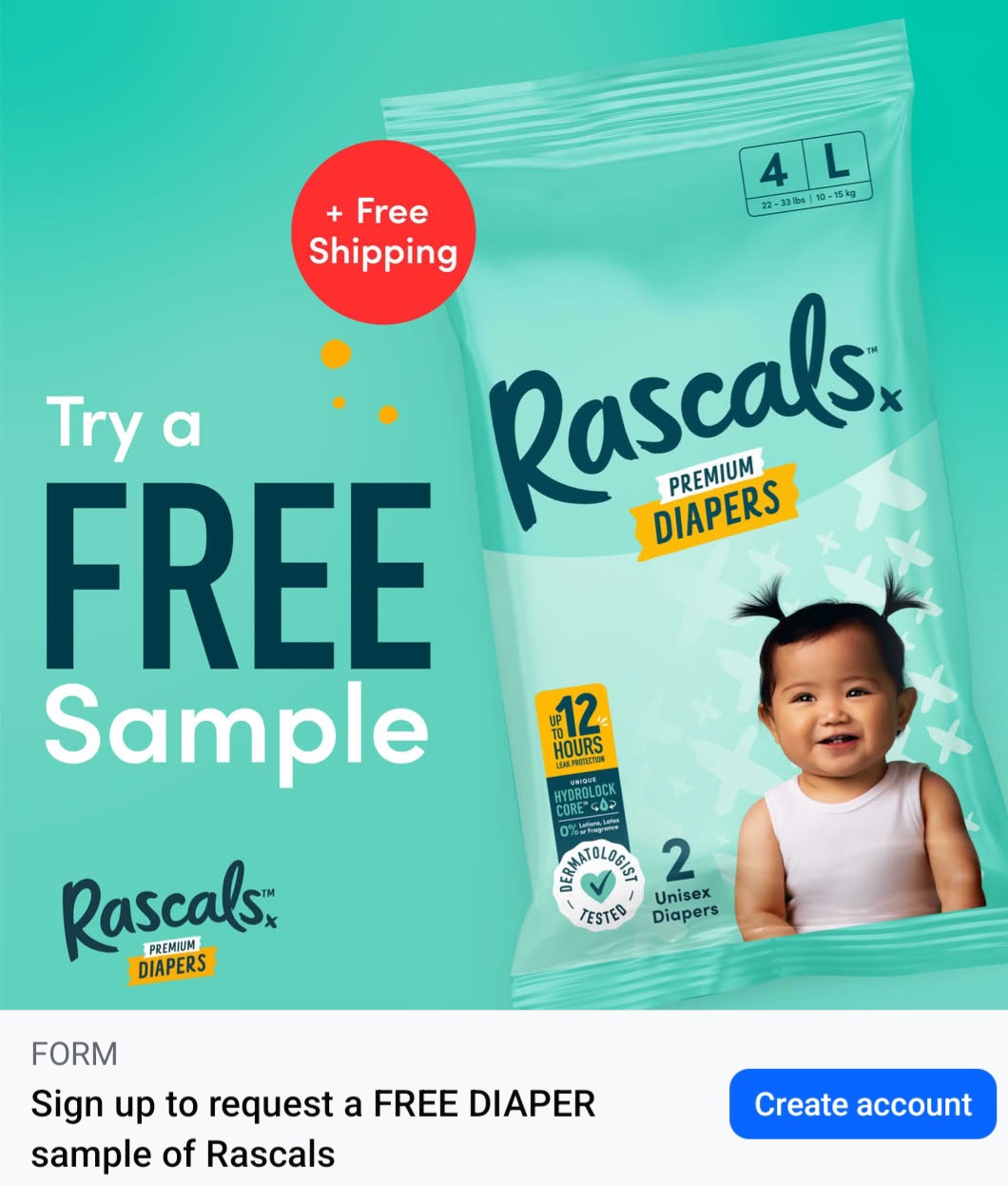 FREE Rascals Diapers Sample! (select Facebook accounts) - MWFreebies